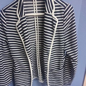 Women's Navy Blue with white stipes blazer.